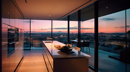 Fototapeta premium Sydney Luxury Penthouse Kitchen at dusk