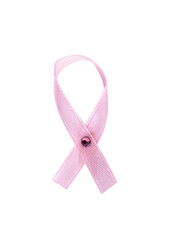 Pink breast cancer awareness symbol ribbon isolated cutout on transparent