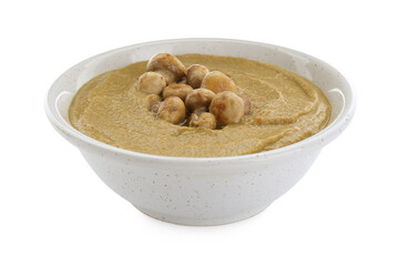 Delicious mushroom cream soup isolated on white