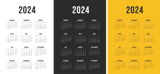 Calendar 2024, Calendar 2024 Week Starts Sunday Business Design Planner Template.