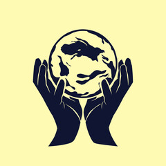 Illustration hand hold an earth