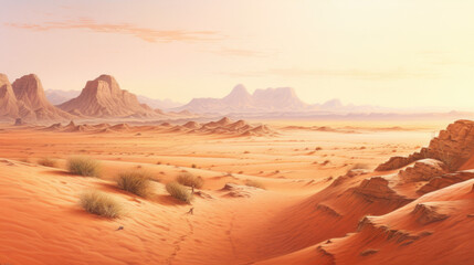 Fototapeta na wymiar Golden Desert Backdrop Created with Generative AI