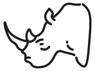 Obraz premium Rhinoceros head icon. Safari animal linear symbol