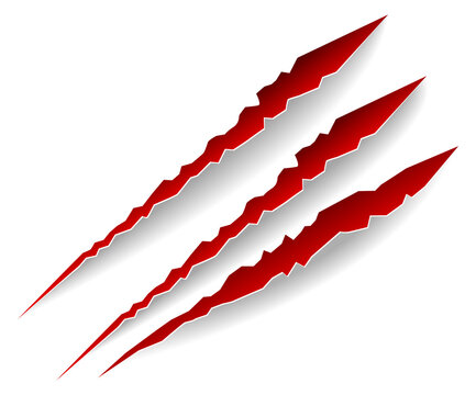 Red scratches with realistic edge texture. Claw cuts