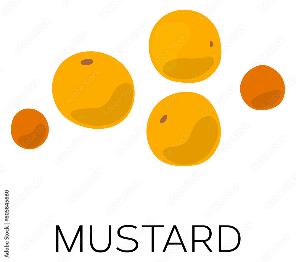 Wall mural Mustard seeds icon. Vegan natural cooking spice