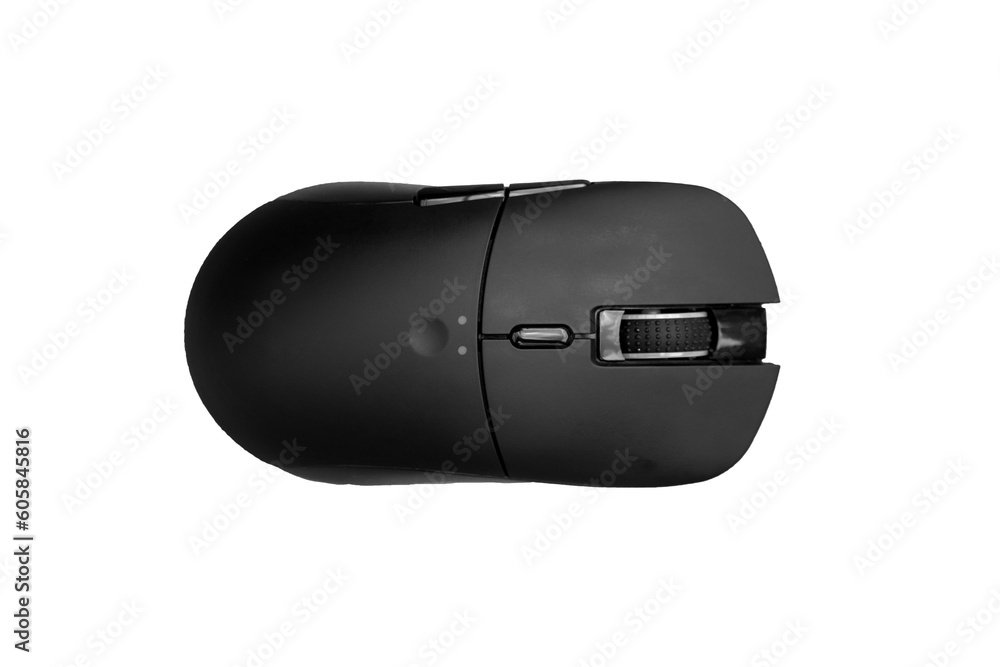 Fototapete computer mouse top view isolated on white background / black computer mouse / isolated black compute