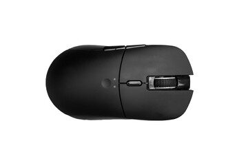 computer mouse top view isolated on white background / Black computer mouse / Isolated Black...