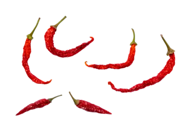 Gardinen Chilischoten Dried red chili or chilli cayenne pepper isolated on white background / Set / different sice / transparent png   © Dennis Hoeren