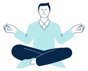 Man meditating. Clean mind exercise icon. Relaxation technique