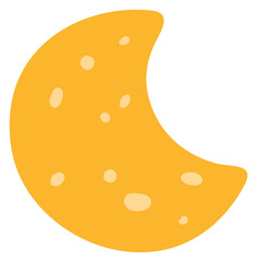 Crescent in cute childish style. Yellow moon drawing