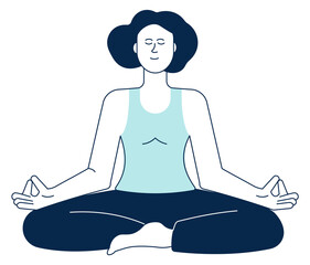 Mind balance icon. Woman meditating in lotus pose