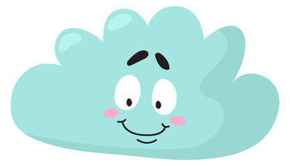 Smiling cloud face. Happy sky kawaii character