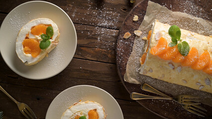 Meringue roll cake