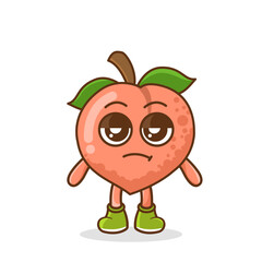 annoyed expression of the cute peach fruit cartoon character