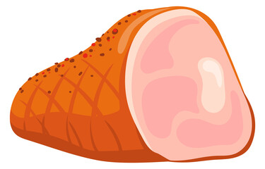 Parma ham cartoon icon. Smoked pork leg