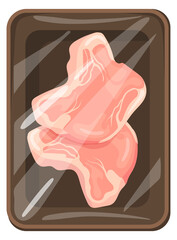 Pork chops pack. Meat slices cartoon icon
