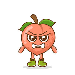 cute peach character with angry expression, mouth wide open. suitable for emoticon, logo, mascot, sticker