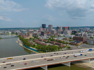 Aerial View Of The City Of Dayton, Ohio On A Clear Summers Day - obrazy, fototapety, plakaty