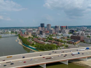Fotobehang Aerial View Of The City Of Dayton, Ohio On A Clear Summers Day © Grindstone Media Grp