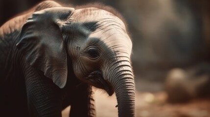 Fototapeta na wymiar An adorable baby elephant. Generative AI. 