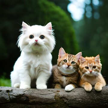 Cute cats photo close up.