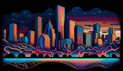 Futuristic Houston city, Texas, Digital art, AI generative
