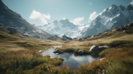 Fototapeta na wymiar Beautiful mountain scenery. Generative AI. 