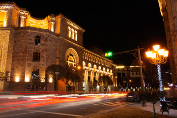 Fototapeta na wymiar Republic Square decorated for Christmas, Yerevan - Armenia