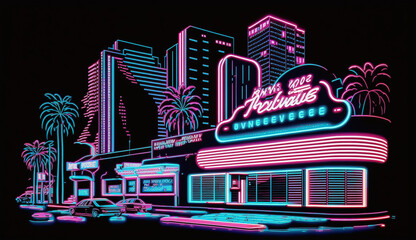 Futuristic Las Vegas city, Digital art, AI generative
