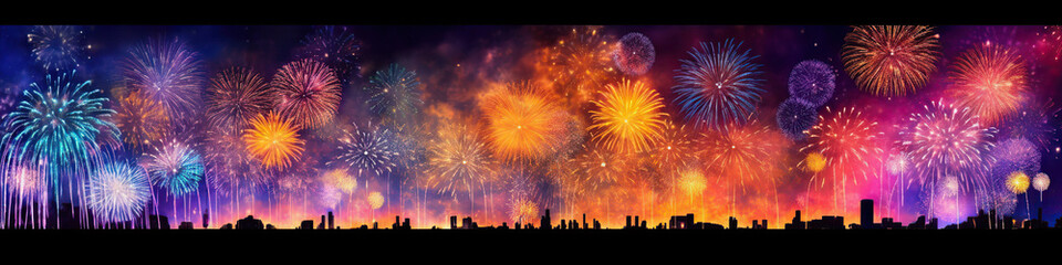 Fototapeta na wymiar Fireworks celebration in the nights, Generative Ai