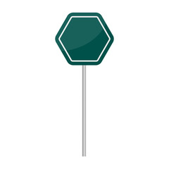 Blank green traffic road sign. Vector illustration.