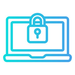 Laptop security icon in gradient style, use for website mobile app presentation