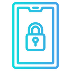 Tablet security icon in gradient style, use for website mobile app presentation