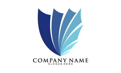 Eagle wings with shield vector logo illustration