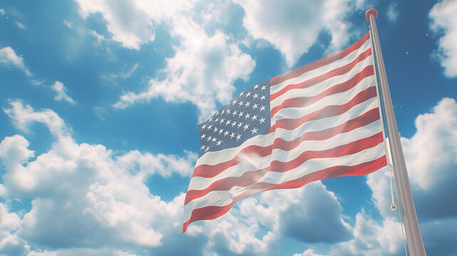 USA Flag. American Flag. American Flag Blowing In The Wind. Bandera Estados Unidos