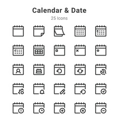icons collection on calendar, data and related topic