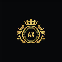 Luxury royal wing letter AA - AZ crest gold color logo vector image