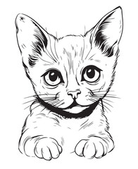 Cute Cartoon Cat vector Illustration, Cat Coloring page for kids and adults. cat vector logo, t-shirt design, tattoo design, mural art, cat mascot