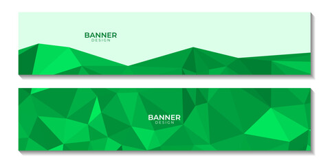 set of banners. abstract triangles green background. vector illustration.