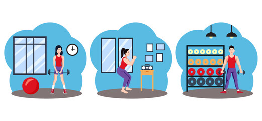 Flat Bundle Workout Design Illustration