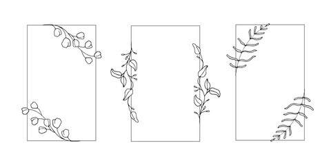 Set of rectangle frame with floral ornament