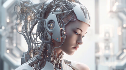 artificial human with authentic visage, humanoid technology. Generative AI