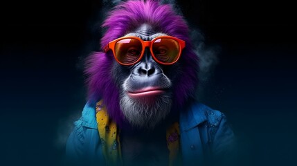 Fototapeta na wymiar カラフルなサングラスを掛けた猿