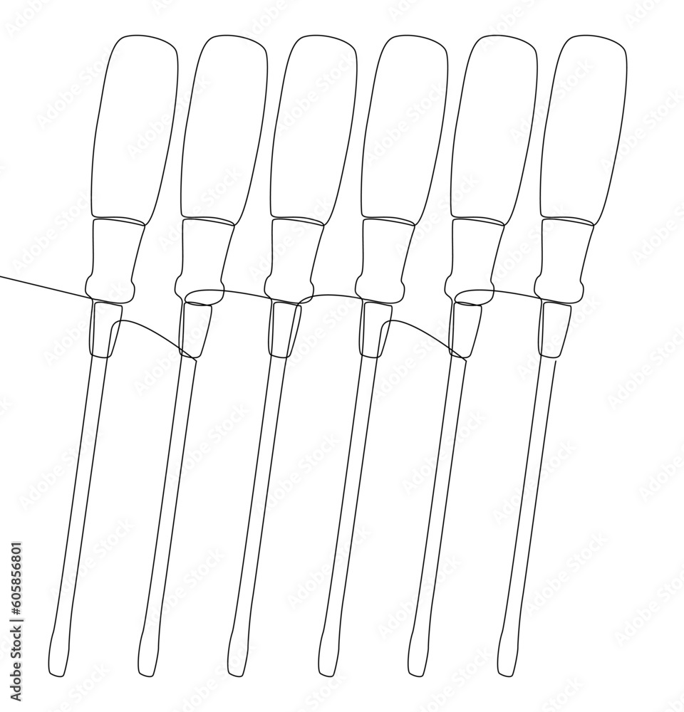 Poster one continuous line of screwdriver. thin line illustration vector concept. contour drawing creative 