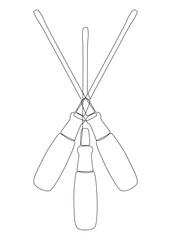 One continuous line of Screwdriver. Thin Line Illustration vector concept. Contour Drawing Creative ideas.