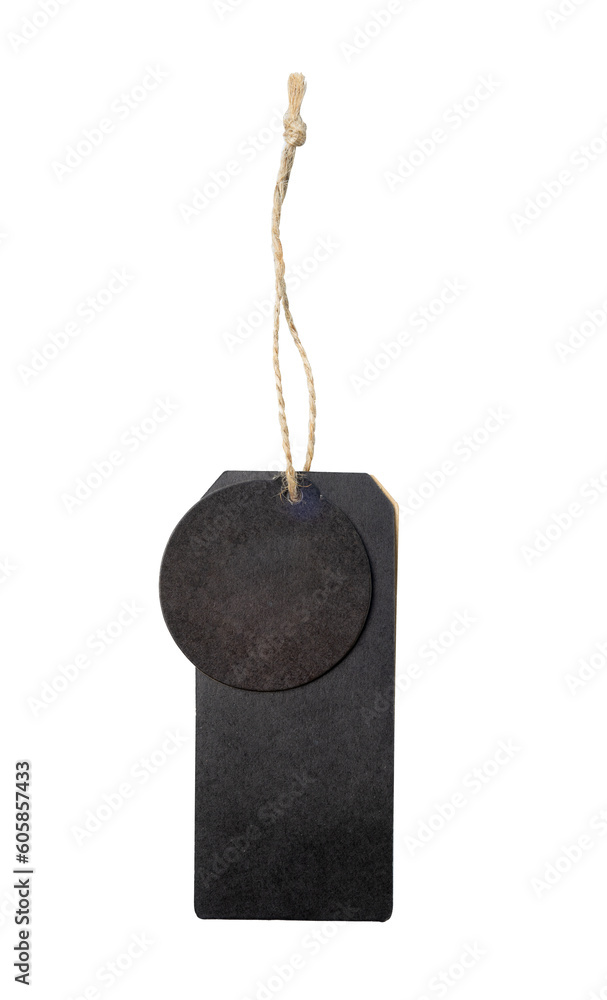 Aufkleber round and rectangle black label mockups. luxury tag with string isolated