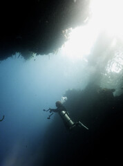 Obraz na płótnie Canvas underwater scene with a ray of light