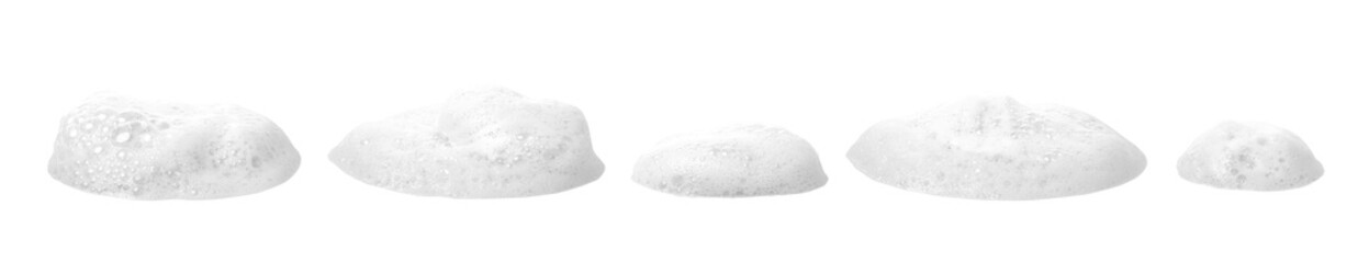 collection of detergent bubble, white foam bubbles, isolated with clipping path