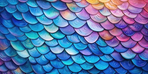Colorful scales and pebbles background. Rainbow tile texture. Beautiful wallpaper design.