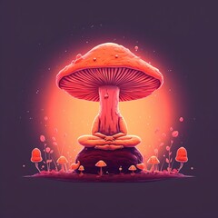 AI generated: vector cartoon style magic fantasy mushrooms glowing in the dark, isolated on white background. For web, video games, user interface, design printing.